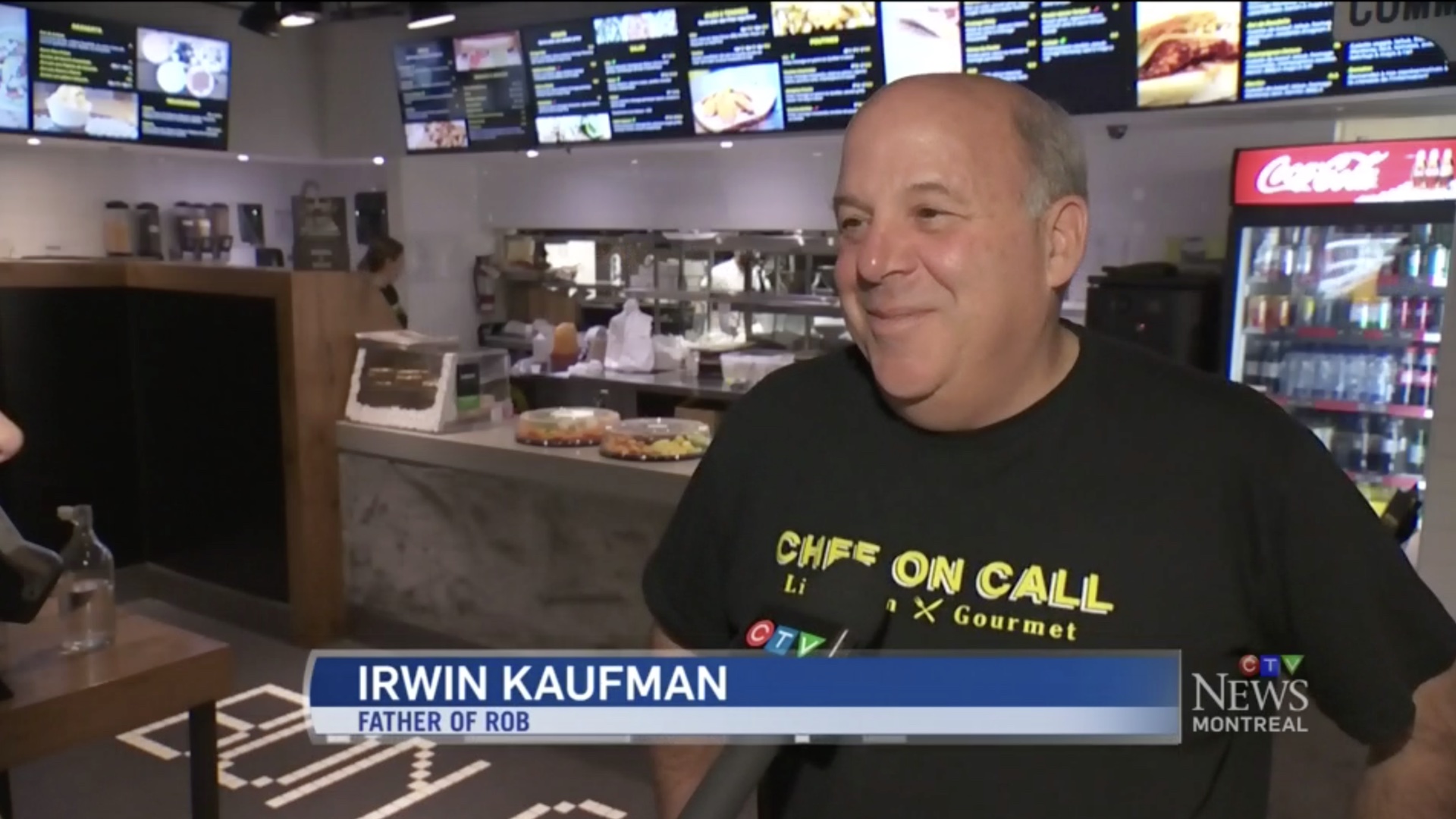 Irwin Kaufman, father of Rob, interviewed on CTV News Montreal about Chef On Call — 2019