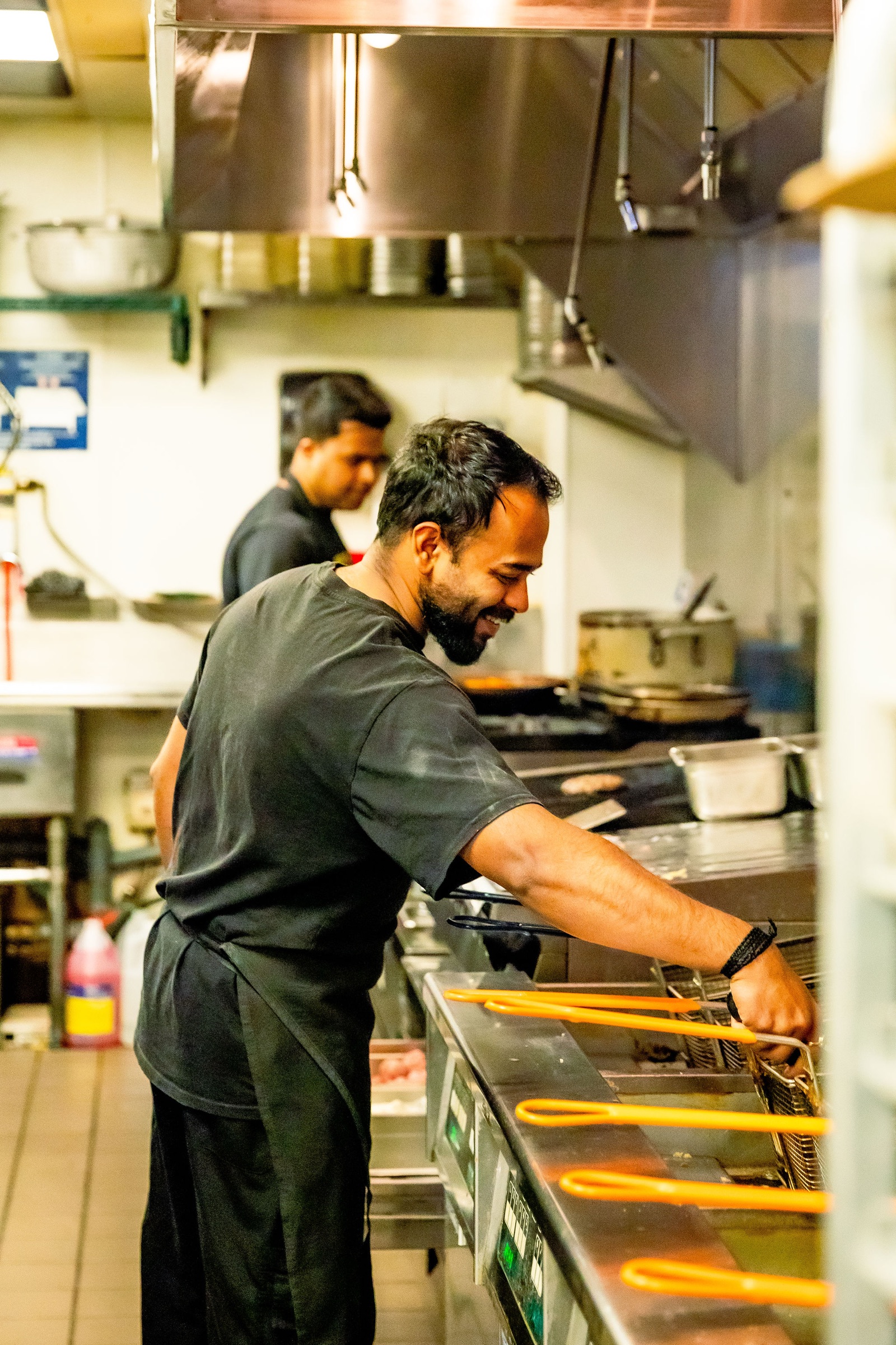Chef On Call cook working the fryer